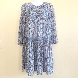Anthropologie Holding Horses Betony Swing Crochet Prairie Floral Dress Sz 0/UK 4